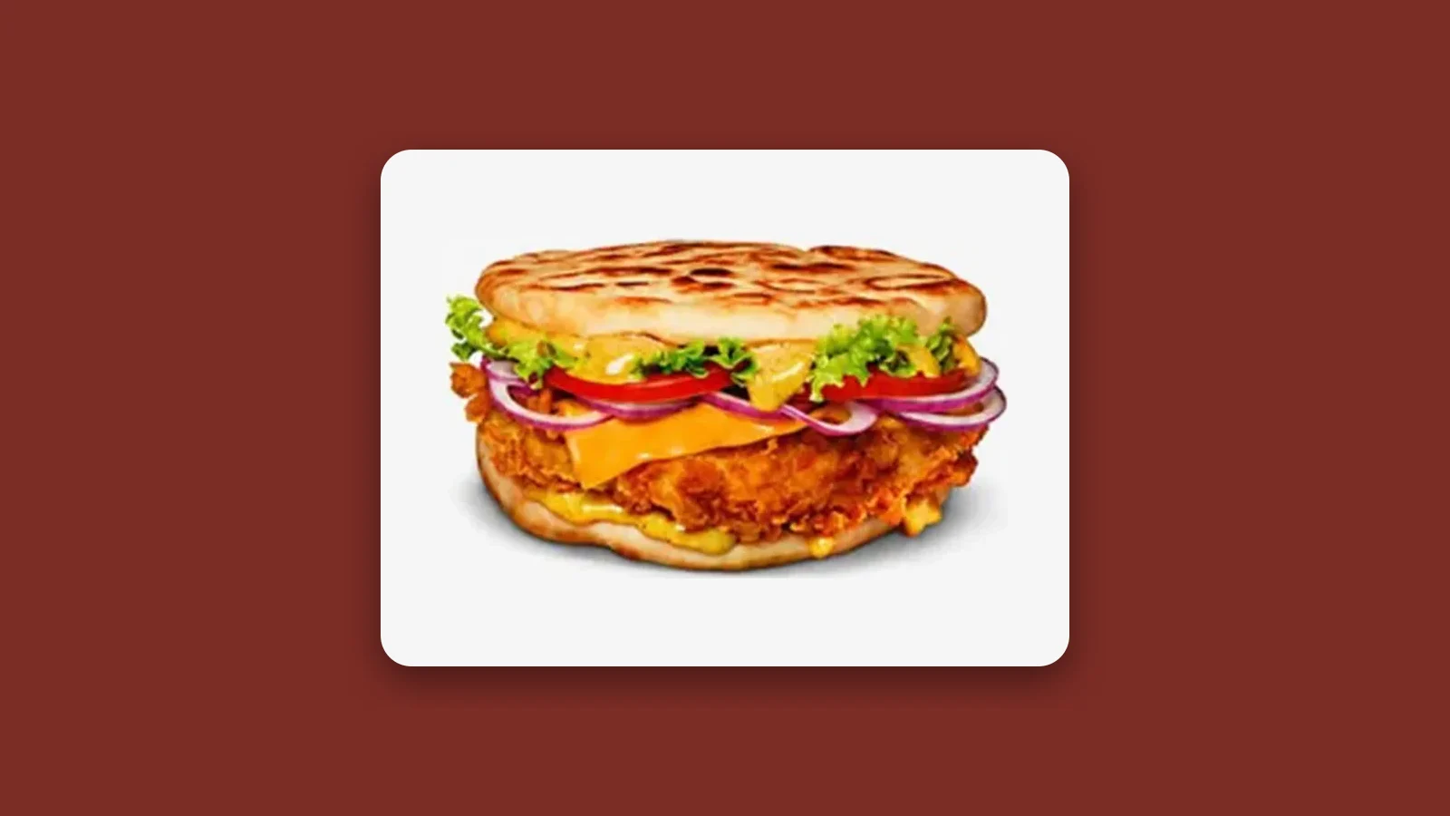 A KFC Tandoori Zinger Crispy Naan, a fried chicken fillet served in naan bread instead of a bun