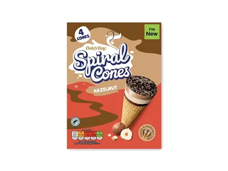 Dairyfine Spiral Cones Hazelnut