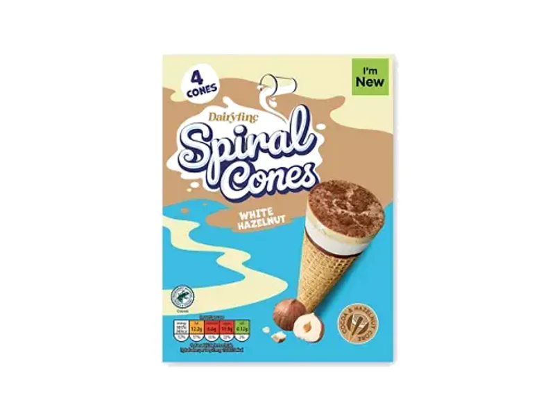 Dairyfine Spiral Cones White Hazelnut