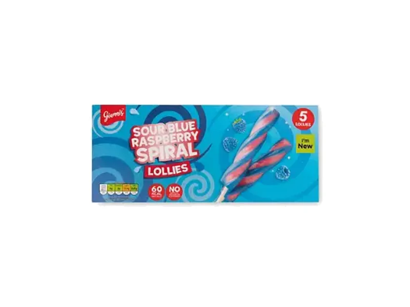 Gianni's Sour Blue Raspberry Spiral Lollies