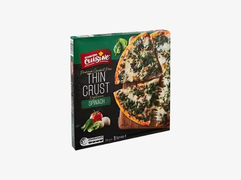 International Cuisine Spinach Thin Crust Vegetarian Pizza