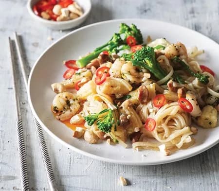 Drunken Noodles with King Prawns