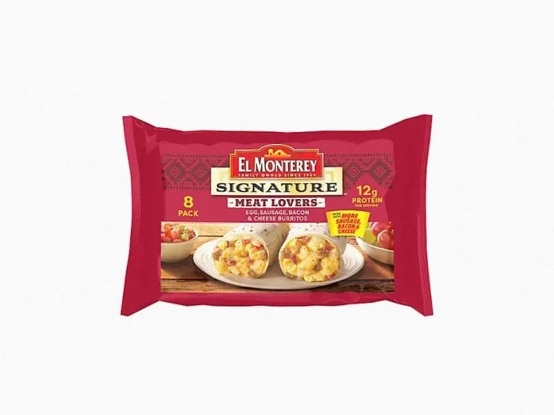 Meat Lovers Egg, Sausage, Bacon & Cheese Breakfast Burritos