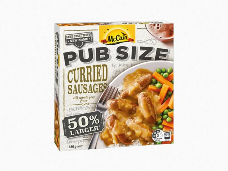Pub Size Curried Sausages