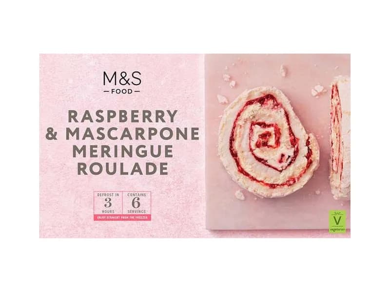 Raspberry & Mascarpone Meringue Roulade