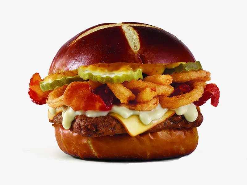 Pretzel Bacon Pub Cheeseburger